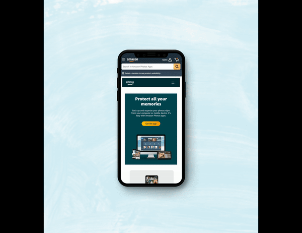 Showcases the mobile version of the Amazon App Acquisition page redesigned and final