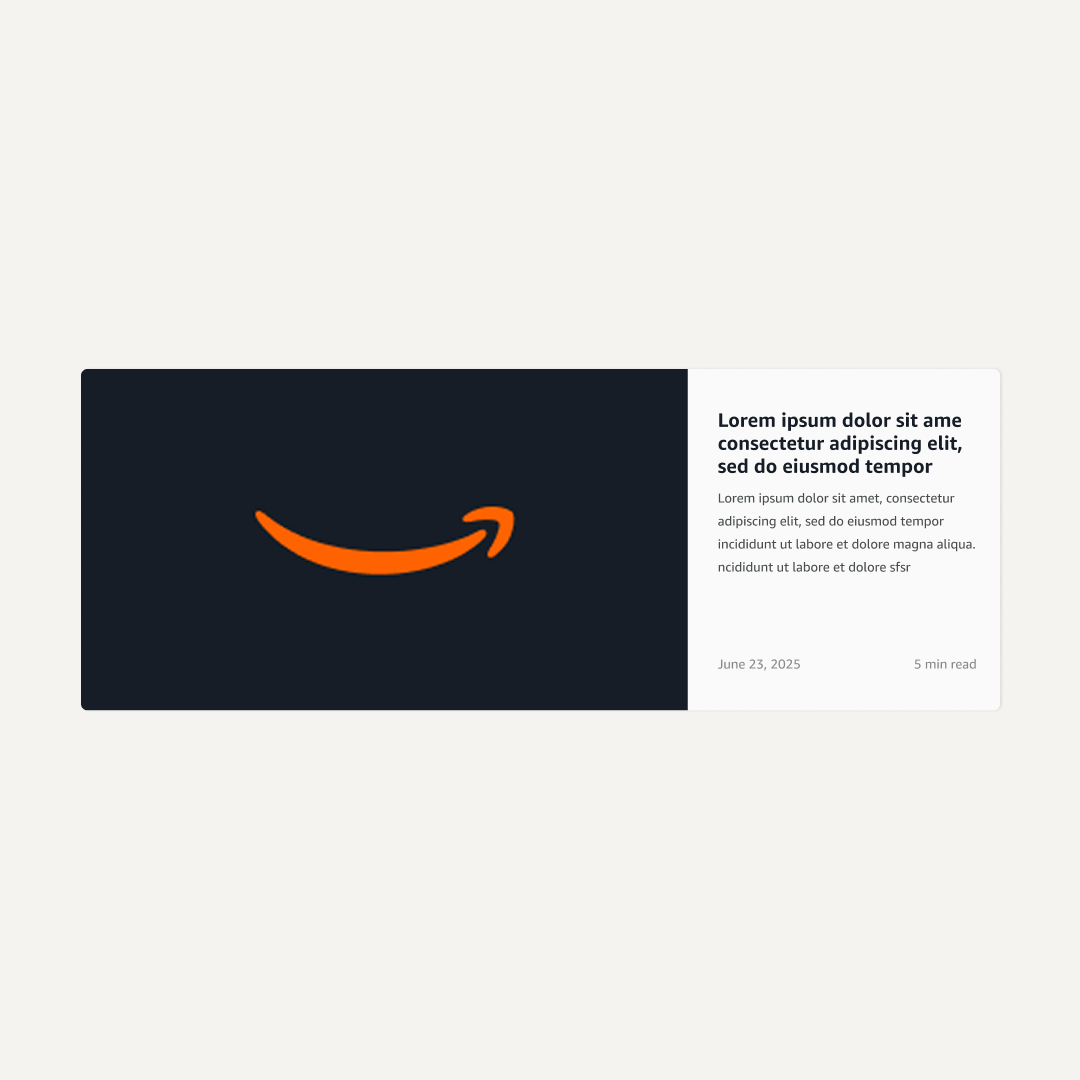Desktop Article card with an image on left and text block on right