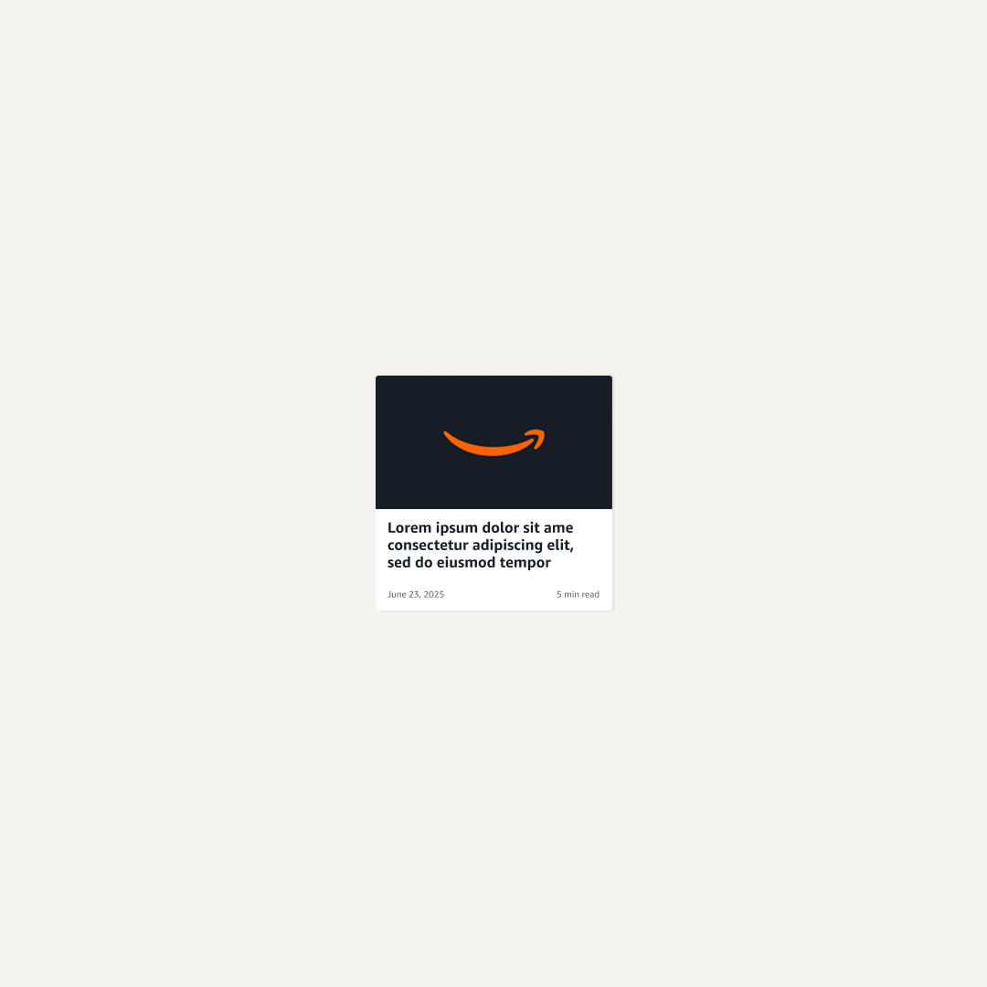 Mobile Article card with an image on top and text block on bottom