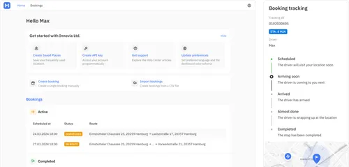 Customer portal dashboard and order tracking