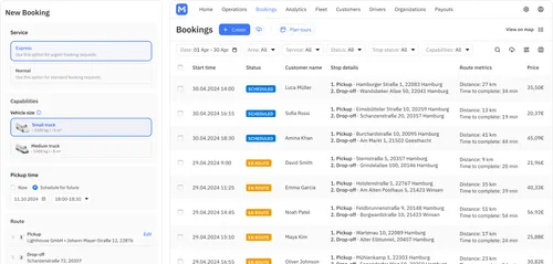 Webbooker and Bookings Dashboard in list view