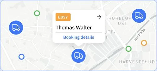 Map with driver pin and driver details