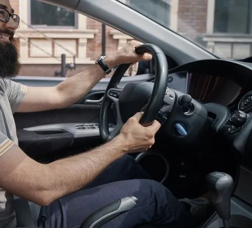Man driving a car