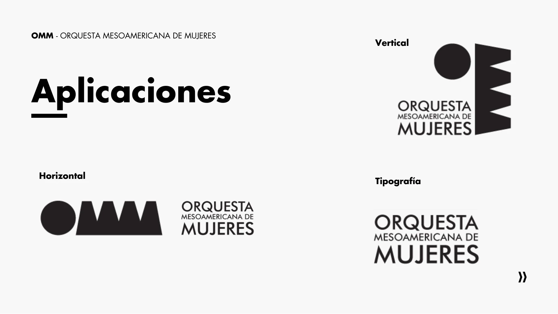 Aplicaciones del logo de la OMM: vertical, horizontal y solo tipográfica.
