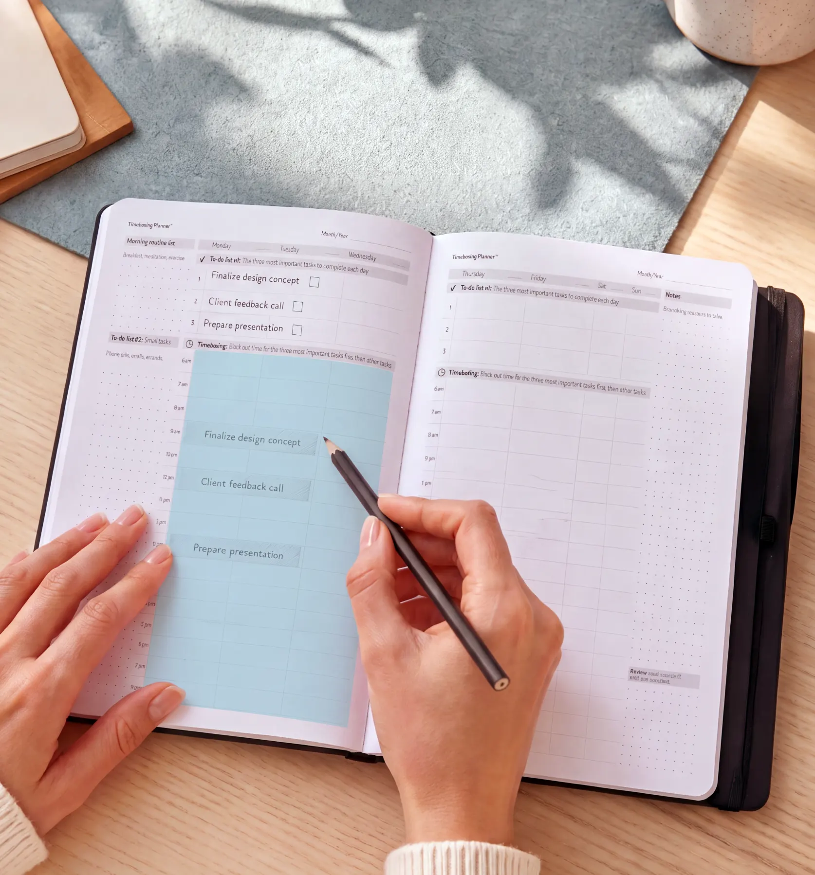 Timeboxing column in the planner
