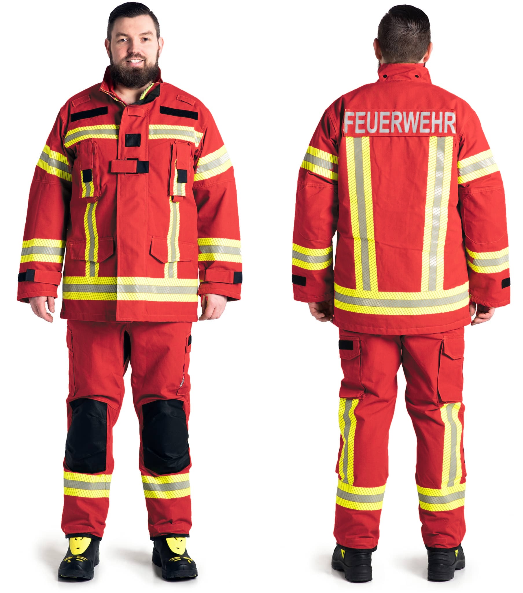 TH-Anzug TIM in Rot, Vorder- und Rückansicht