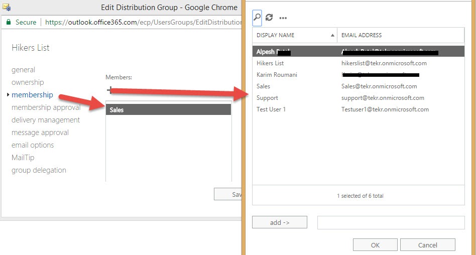 Office 365 Group Membership Exchange Admin Center