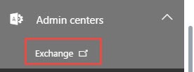 Exchange Menu in Office 365 Admin Center