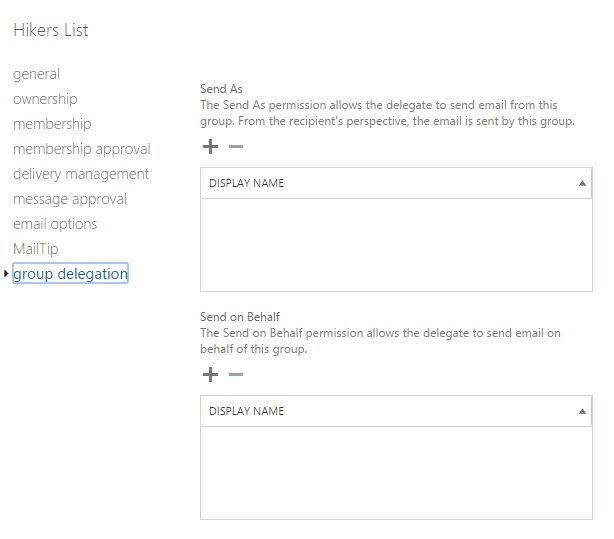 Group Delegation Settings in Exhcange Admin Center