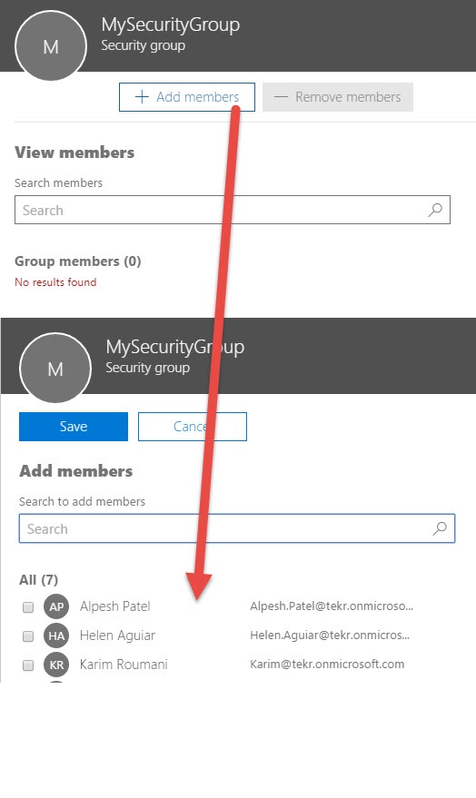 Adding Members to Security Group in Office 365 Admin Center