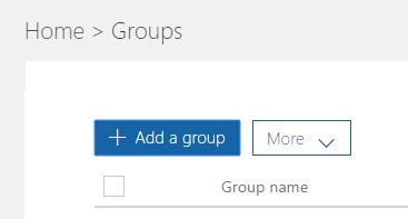 Add a Group Button in Office 365 Admin Center