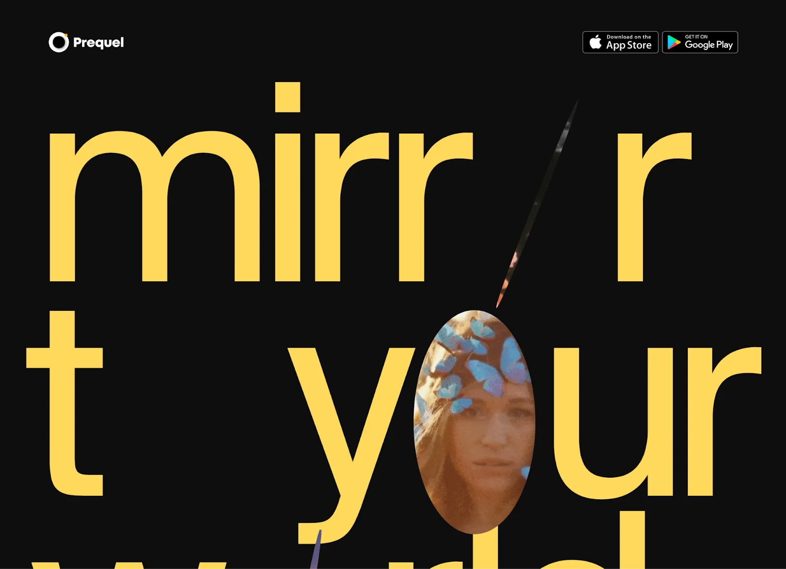 Homepage for Fiwa's product pitching app featuring bold text and an image of a woman