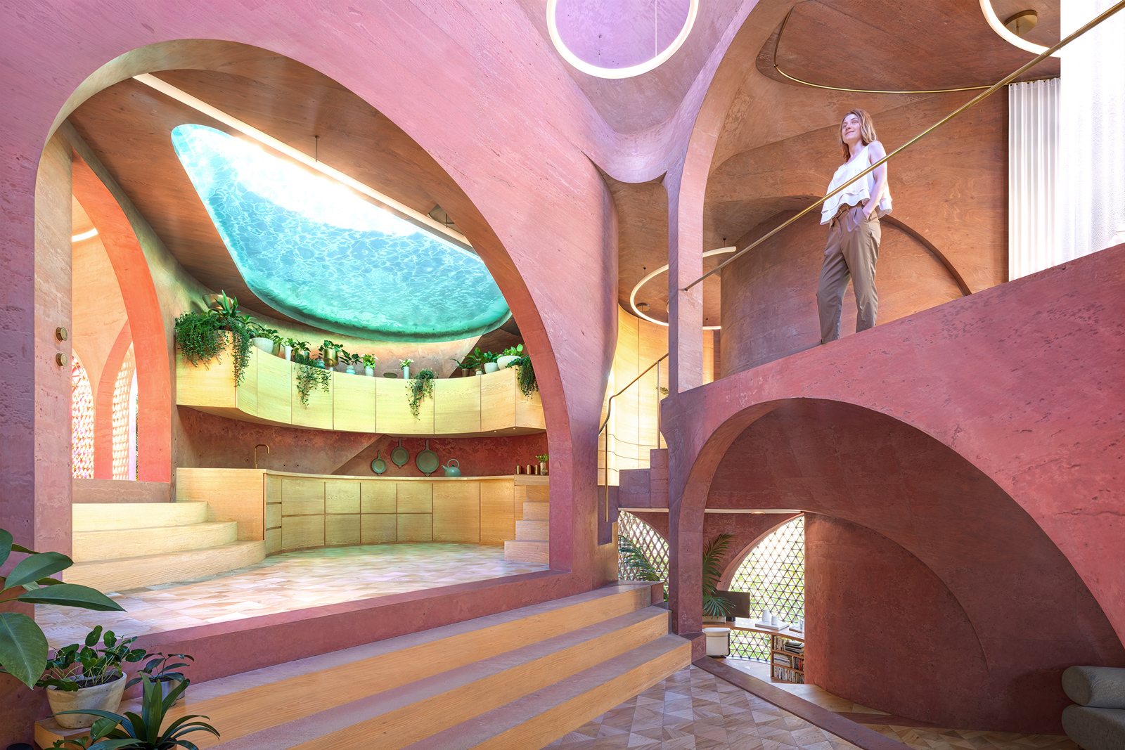 Central perspective of the Miami Beach House showing Platforms 6, 7, 10, and 11 around the core of the platform sequence.