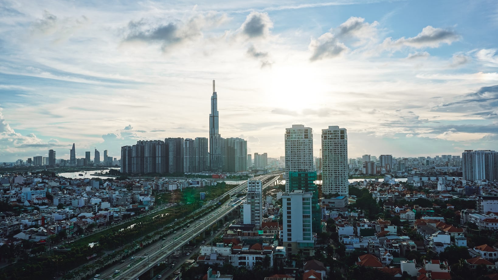 The view of the skyline in Ho Chi Minh City, taken from District 2