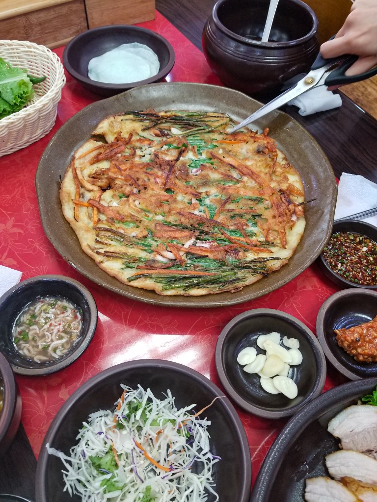 A delicious buchimgae, or Korean pancake, in Jeonju