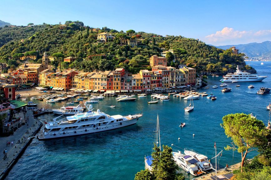 A beautiful Mediterranean port view from high vantage point