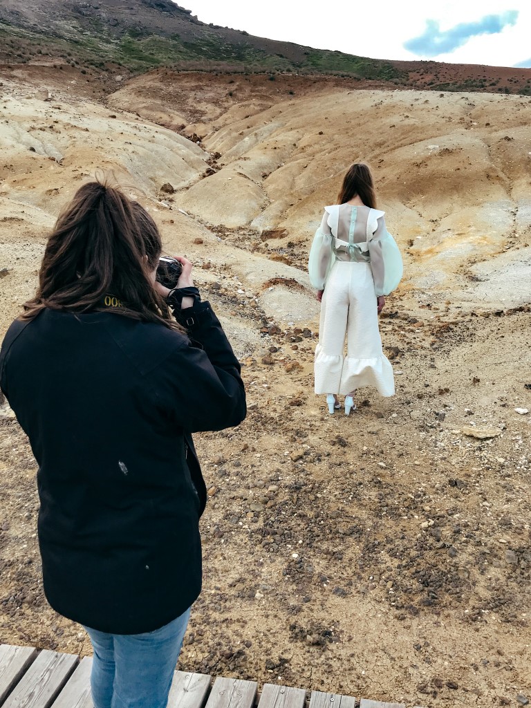 behind the scenes of a photography shoot in Iceland