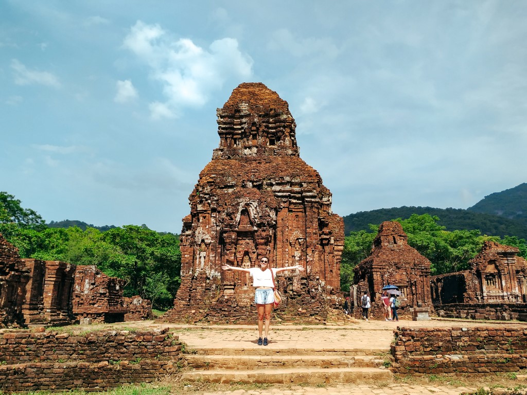 A digital nomad living in Da Nang, Vietnam enjoying a day trip to My Son Sanctuary