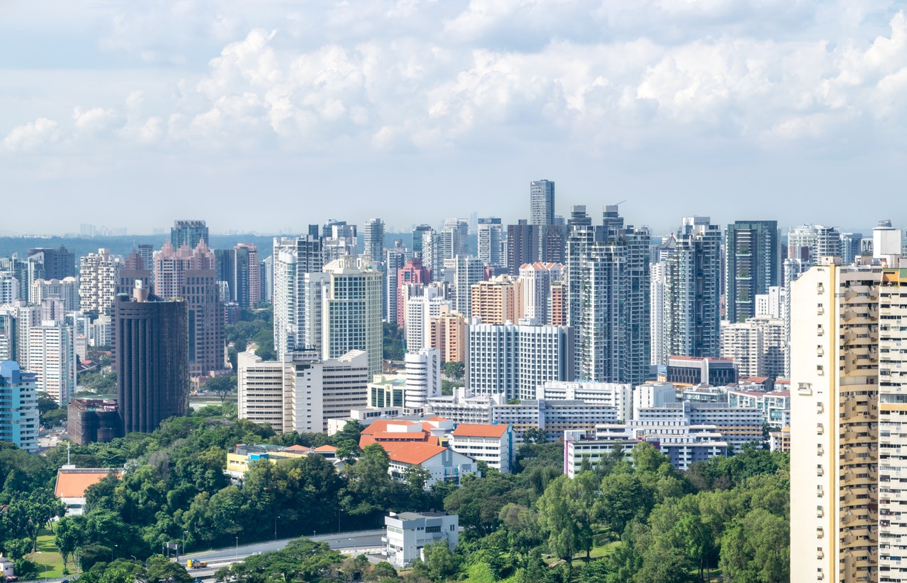 Megacity skyline in southeast asia on a cloudy afternoon