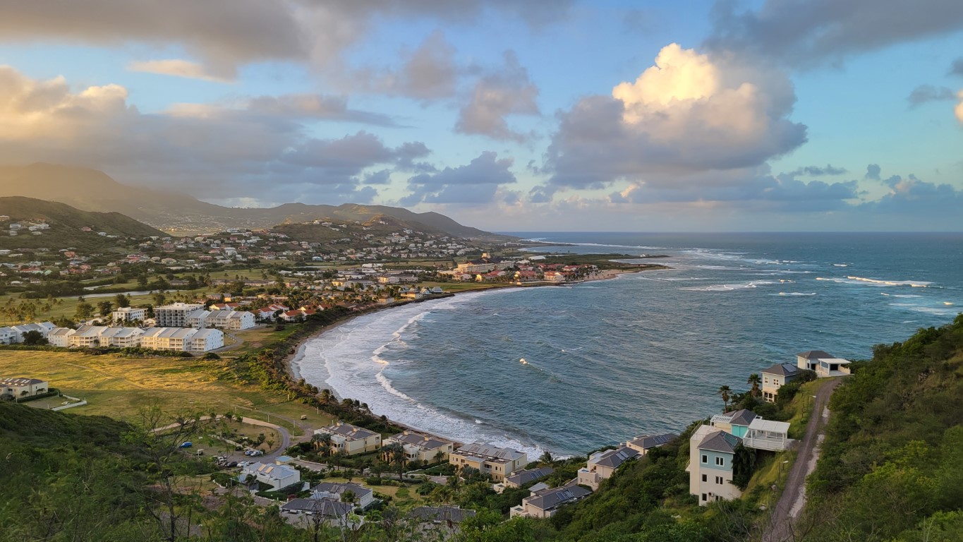 Overlook view over the coastline in St. Kitts & Nevis