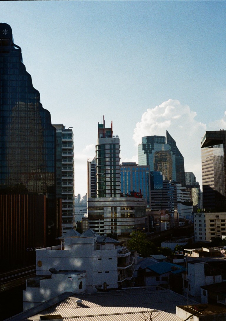 view of the city center of Bangkok on a sunny afternoon