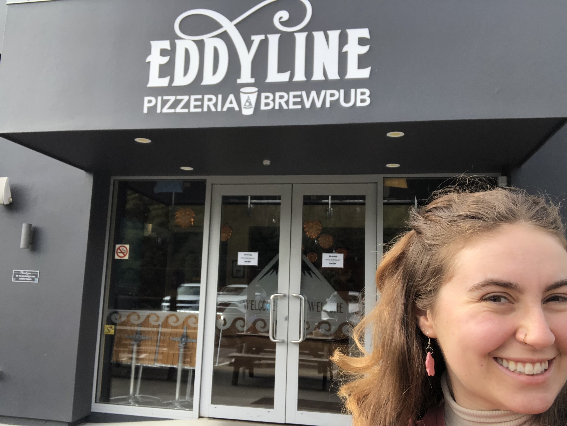Outside Eddyline, the Nelson brewpub where I worked.