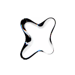 Abstract white star shape with rounded edges on a black background.