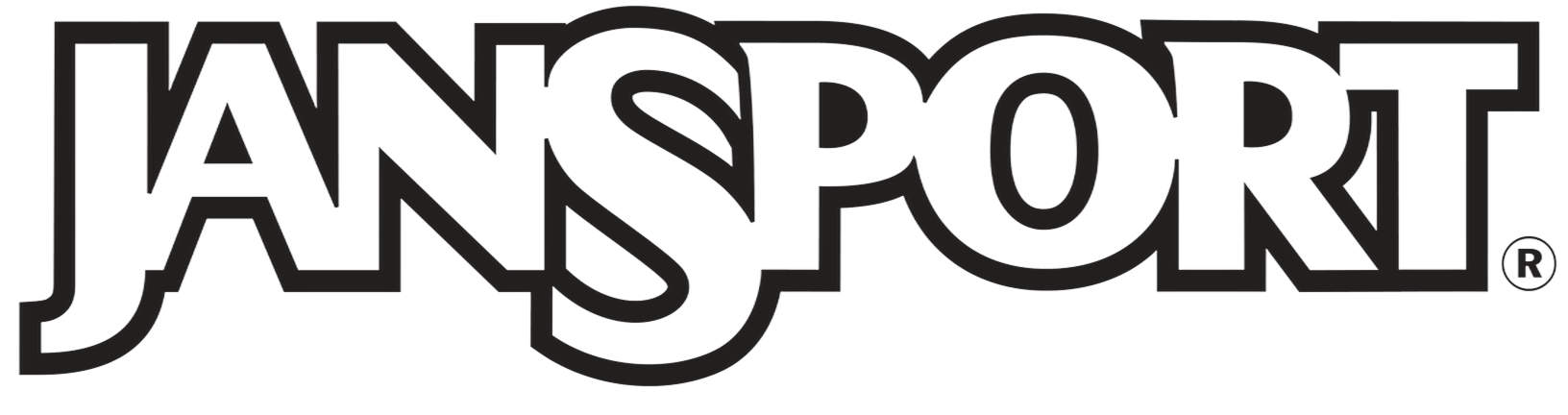JanSport brand logo with bold, outlined uppercase letters.