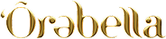 Orabella logo in stylized gold script with flourishes on a transparent background.