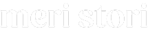 White text on black background reading 'meri stori' in lowercase serif font.
