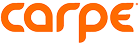 Logo with the word 'carpe' in lowercase letters and orange color.