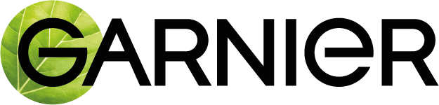 Garnier logo with a green leaf patterned circle behind the letter G.