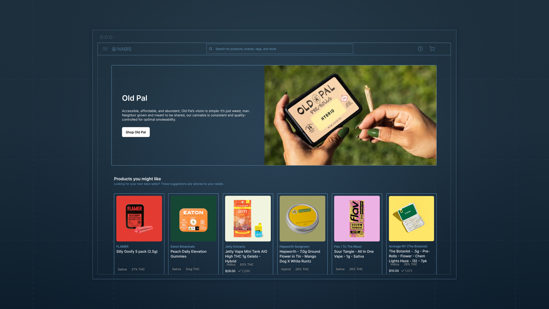 An individual product card on the Nabis Marketplace
