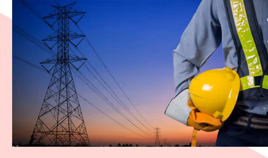 electric worker holding safety hat