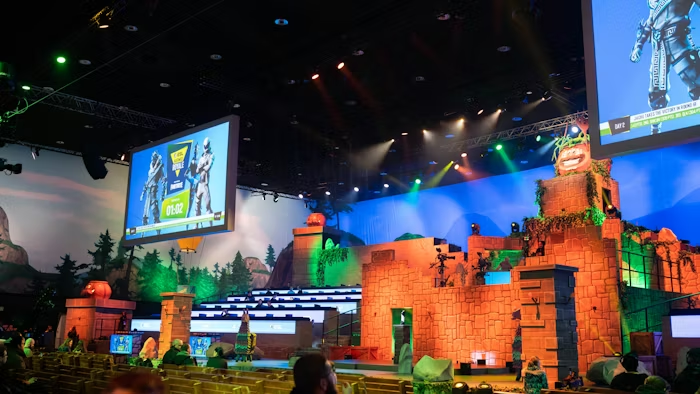 An elaborate VBS set at a large kids’ ministry.