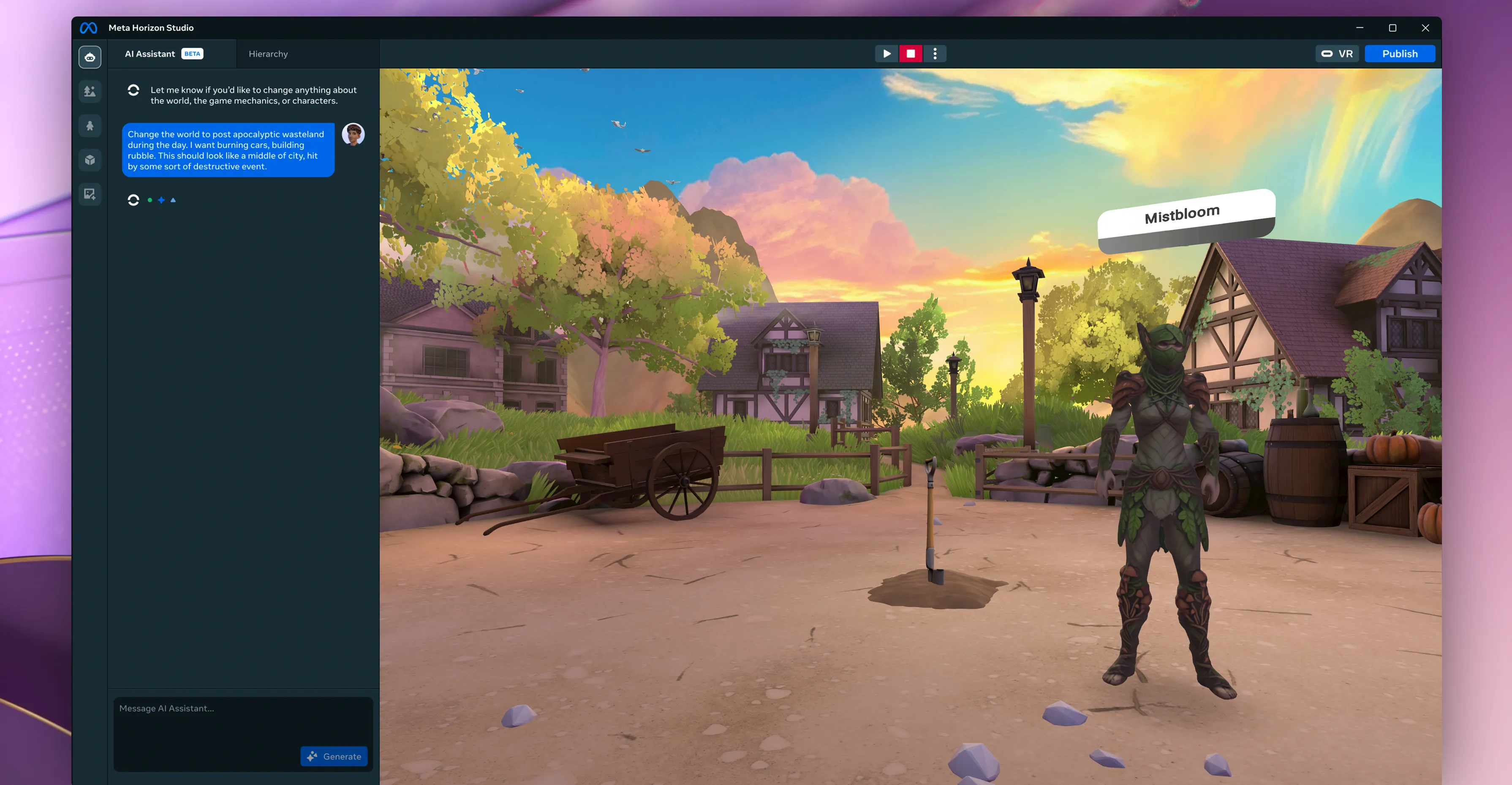 Meta Horizon Studio — AI-assisted world creation interface