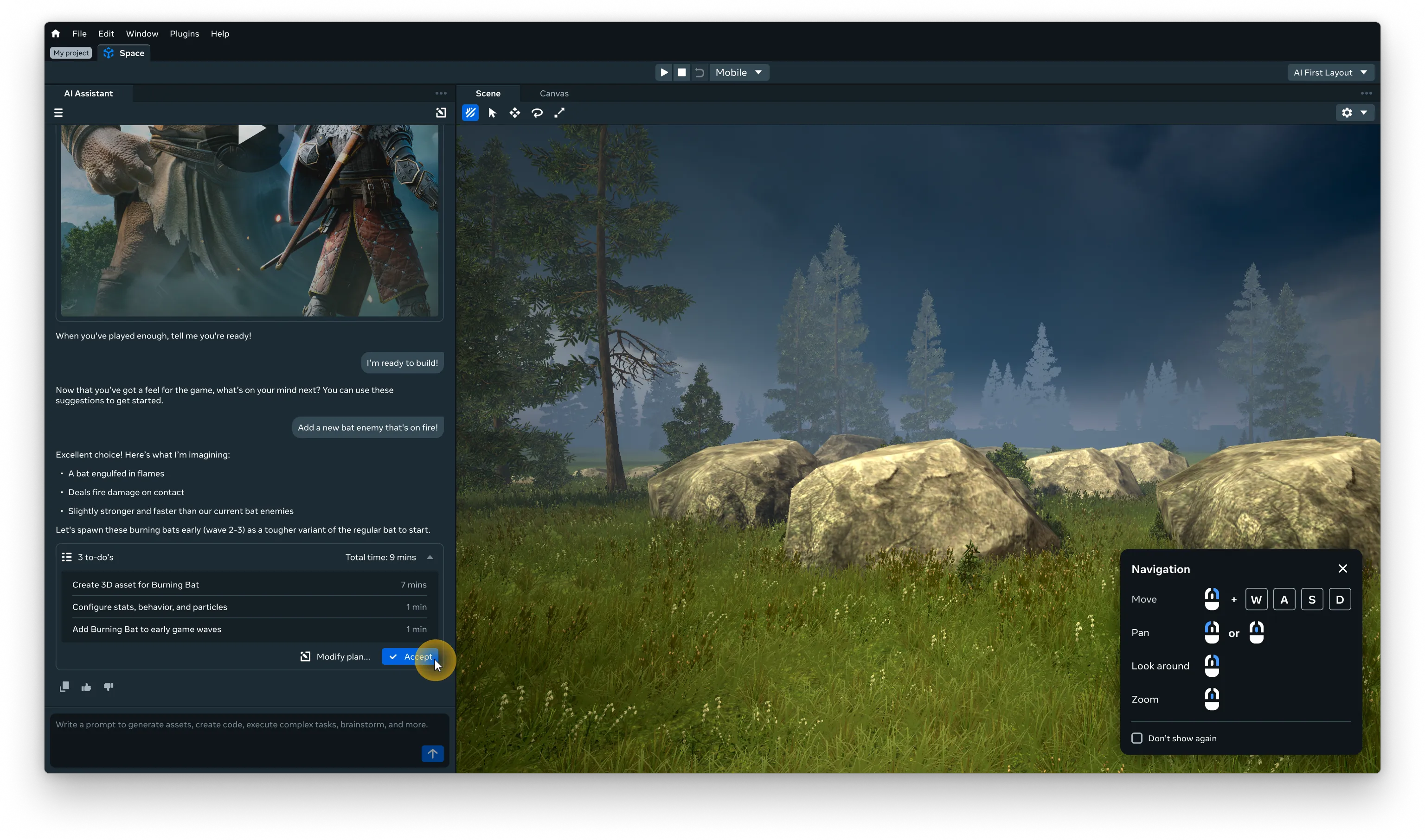 Chat and scene editing