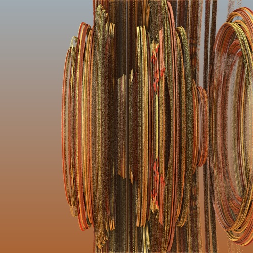 Gold and red layered 3D fractal form