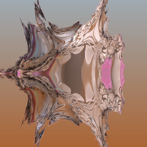 Reflective silver and pink 3D fractal