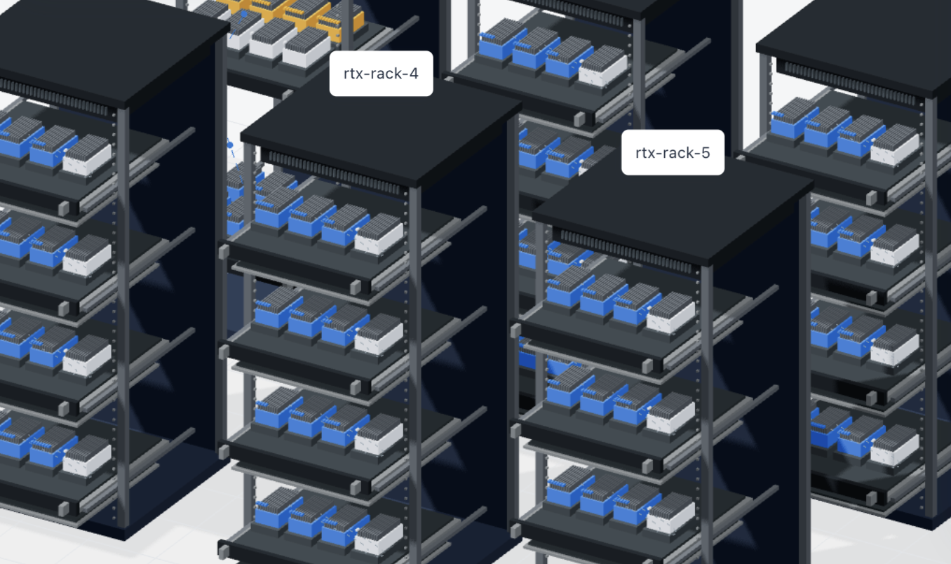 Token Factory illustrative factory view showing GPU units arranged in racks