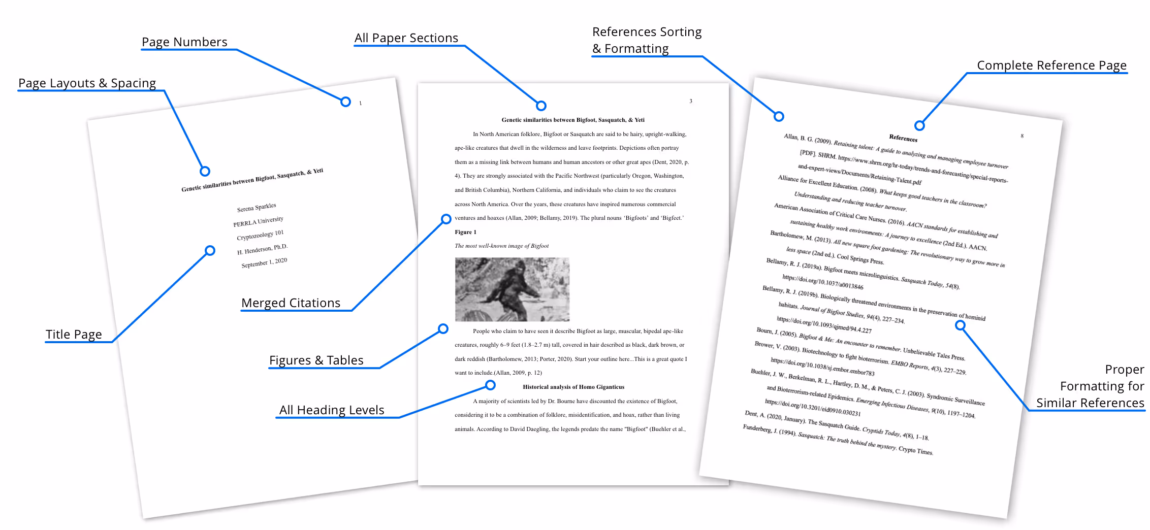 Image of a research paper with pointers to all the elements formatted by PERRLA