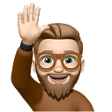 Emoji-karakter, mann med brunt hpr og skjegg, brller.