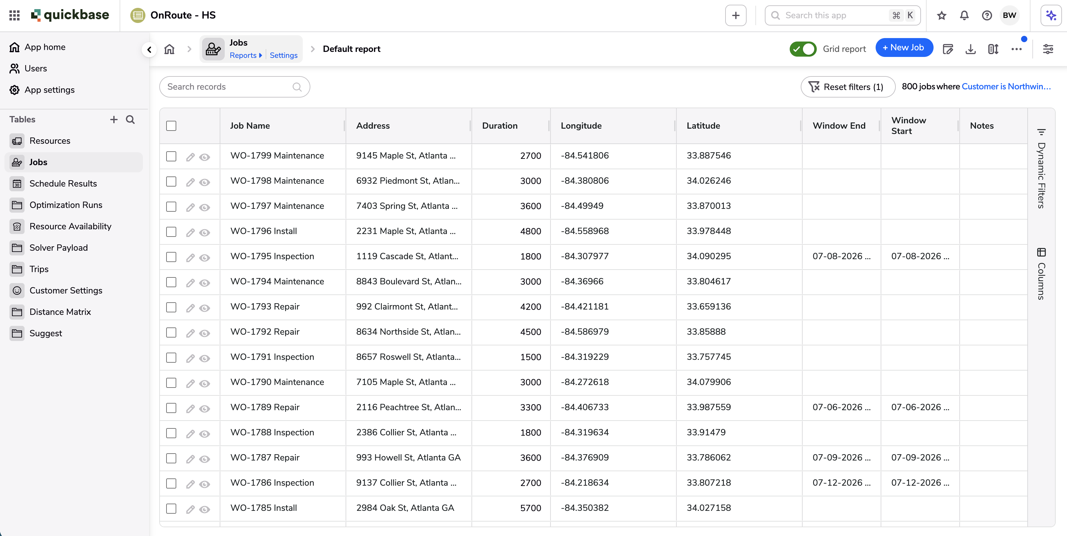 Operational data in low-code platform tables, visible and editable like spreadsheets with per-team access control