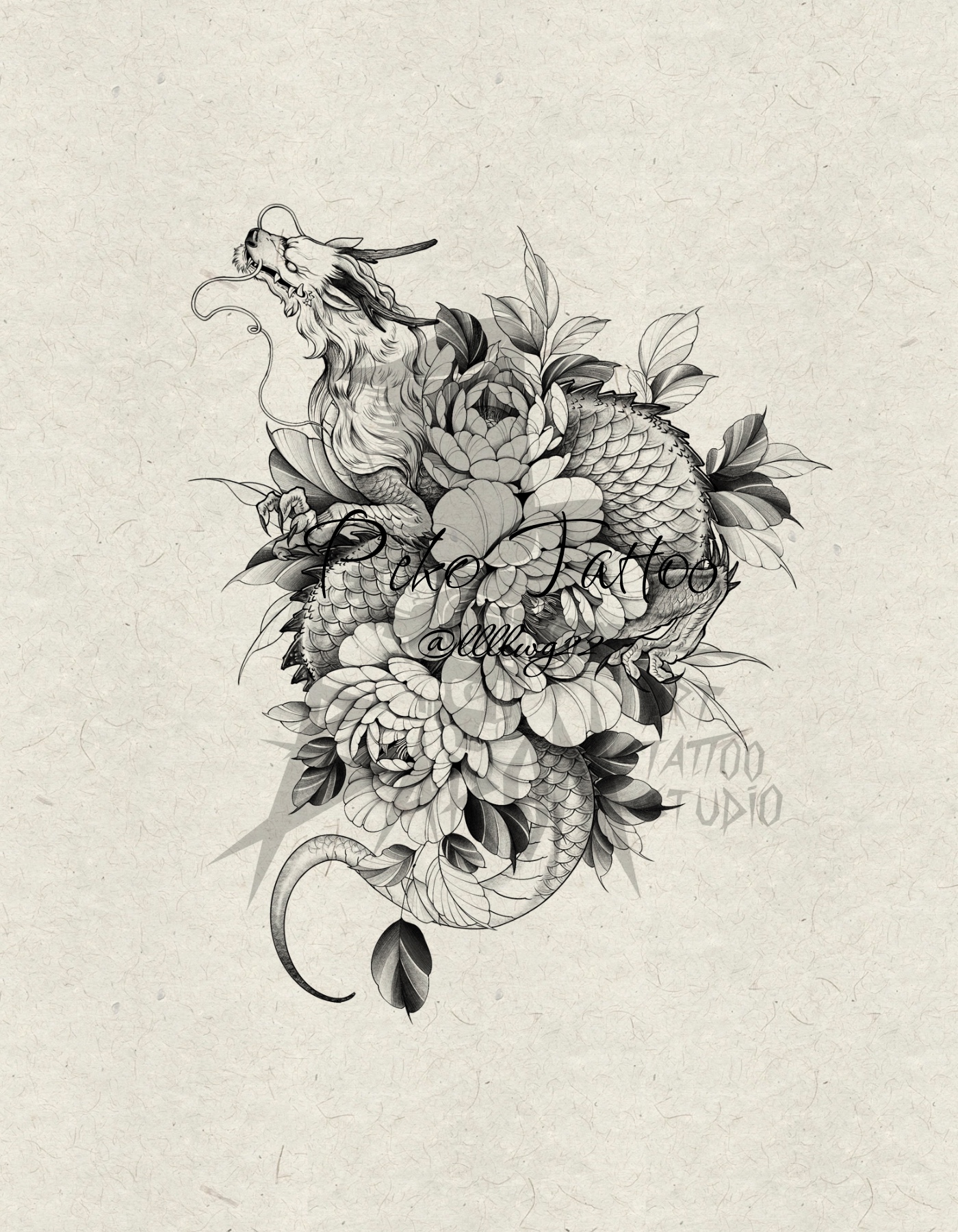 Peko Dragon w/ Peonies
