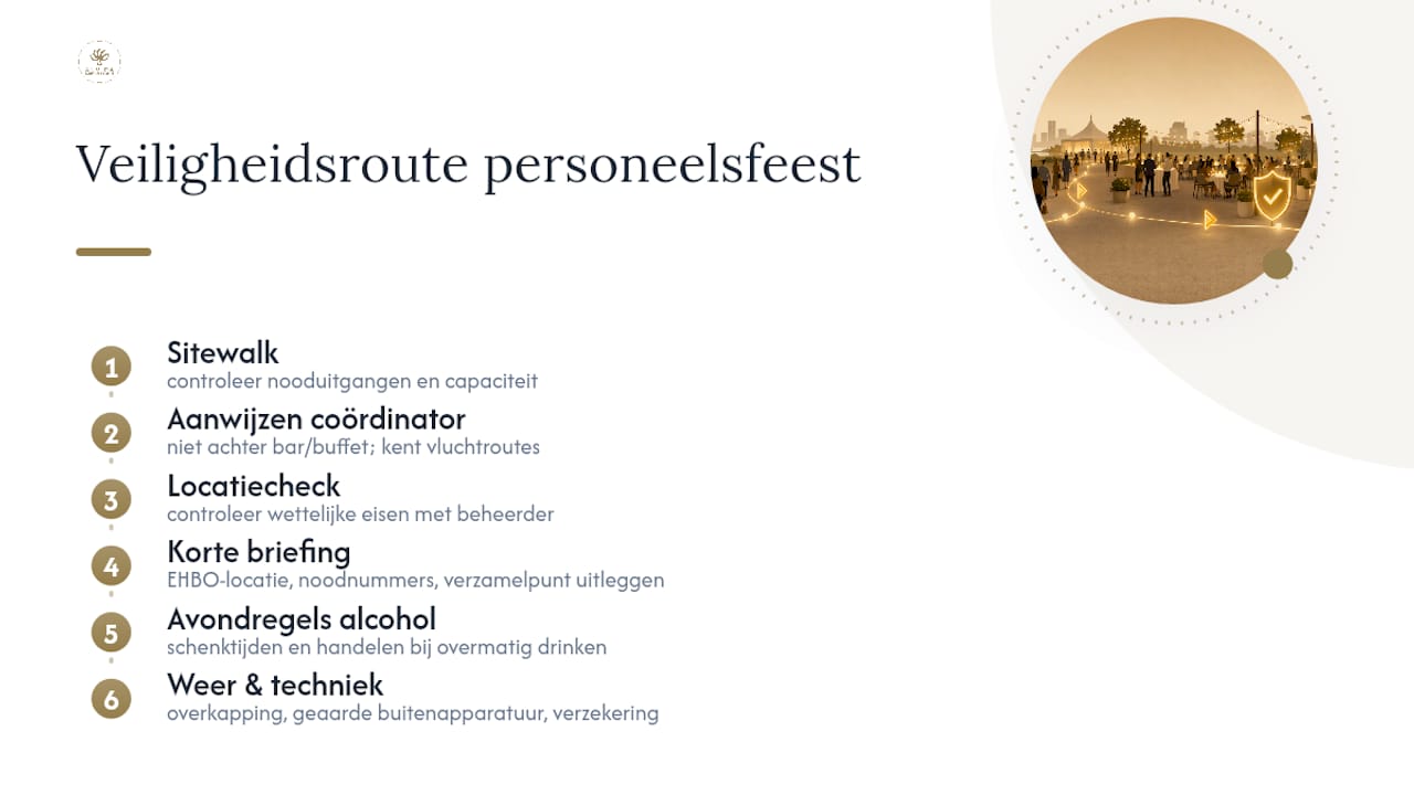 Stappenplan voor veiligheid tijdens het personeelsfeest
