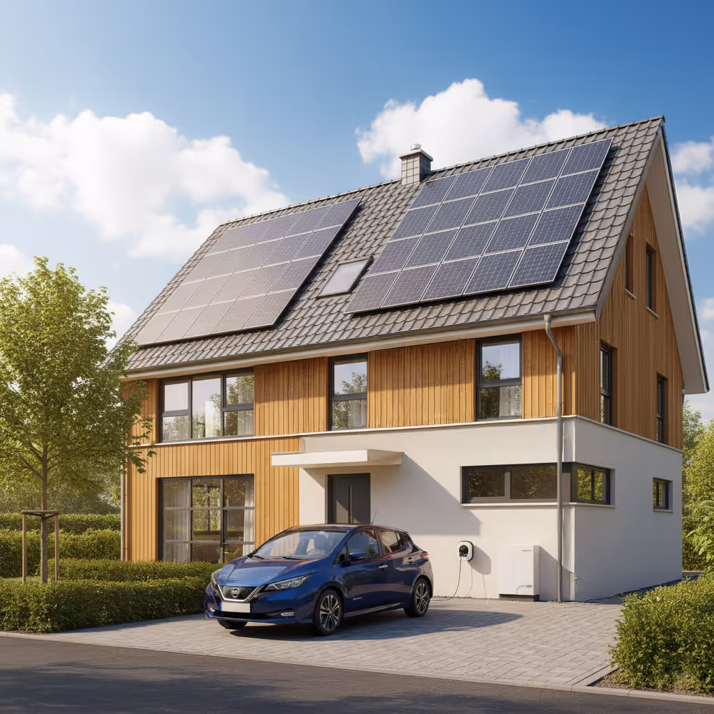 Zonnepanelen op moderne woning