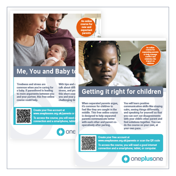 Oneplusone course flyers.