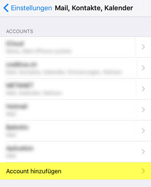 iPhone Mail: Account hinzufügen