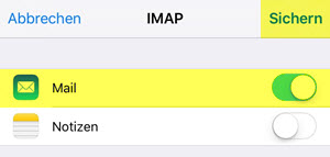 iPhone Mail: Account sichern