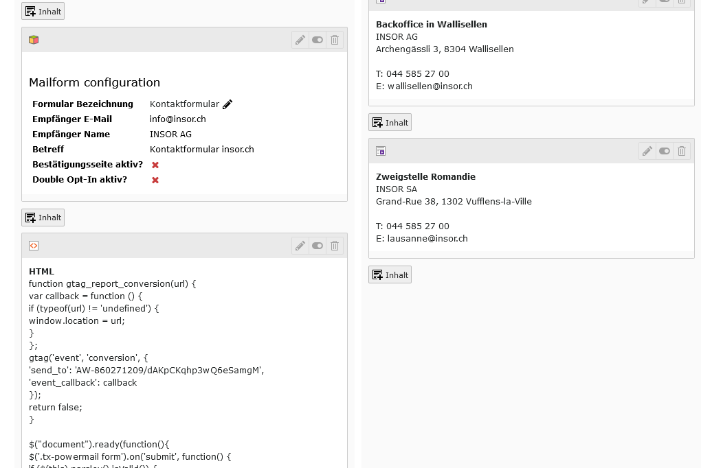 TYPO3 Powermail – Empfängeradresse im Reiter Empfänger ändern
